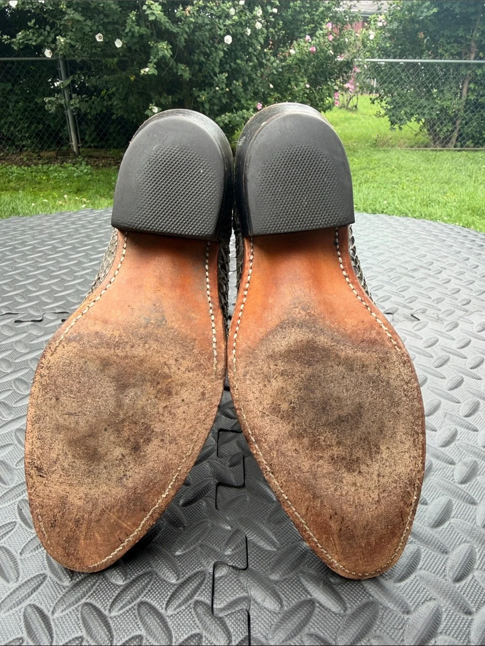 Vintage Dan Post Exotic Snakeskin Cowboy Boots in Gray size 9D Made in USA